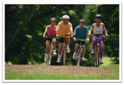 People riding bikes